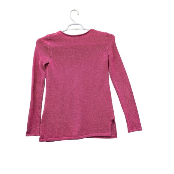 J. McLaughlin Sweater Women’s Pink V-Neck Open Knit Pullover Size XS - Picture 8 of 11